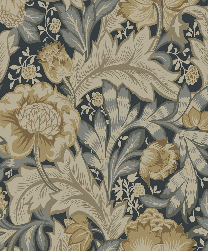 Floral vintage wallpaper ET12308 from the Victorian Garden collection by Seabrook Designs