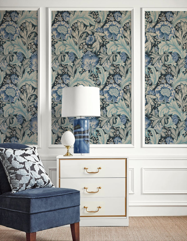 Floral vintage wallpaper living room ET12312 from the Victorian Garden collection by Seabrook Designs