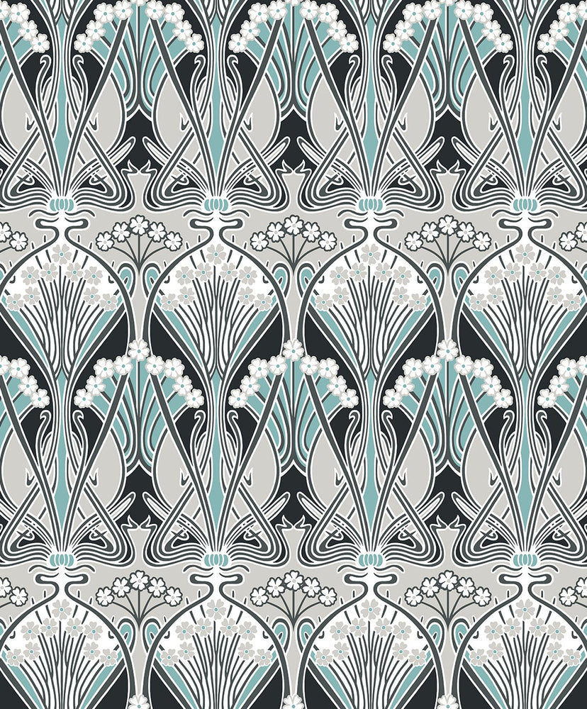 Dragonfly Damask Vintage Unpasted Wallpaper