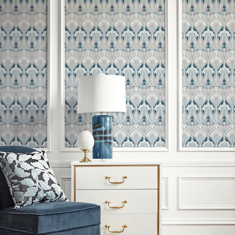 
                  
                    Vintage damask wallpaper living room ET12414 from the Victorian Garden collection by Seabrook Designs
                  
                