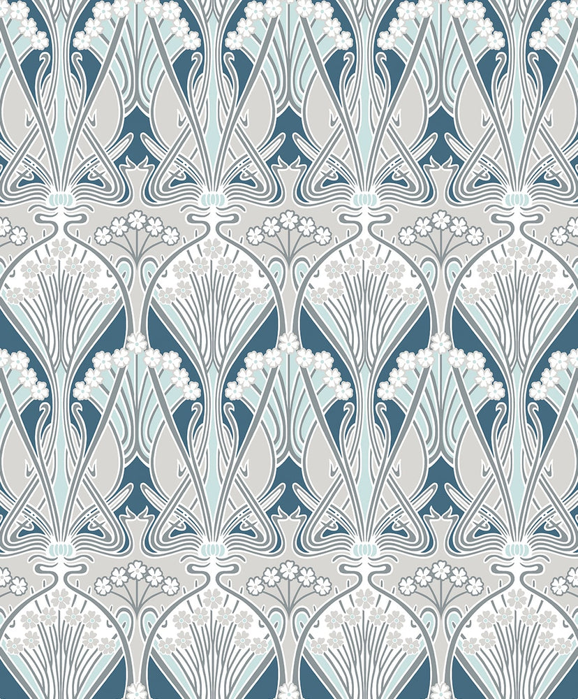 Vintage damask wallpaper ET12414 from the Victorian Garden collection by Seabrook Designs
