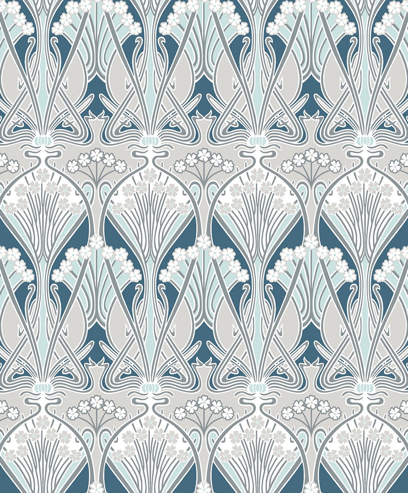 Vintage damask wallpaper ET12414 from the Victorian Garden collection by Seabrook Designs