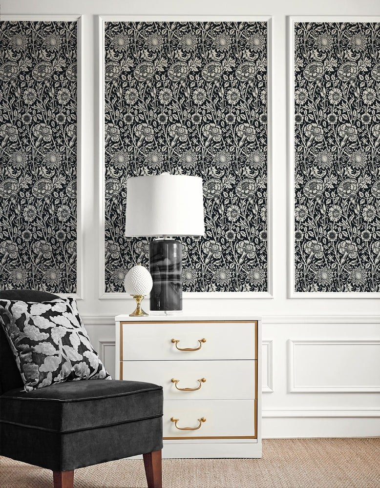 Vintage floral wallpaper decor ET12500 from the Victorian Garden collection by Seabrook Designs