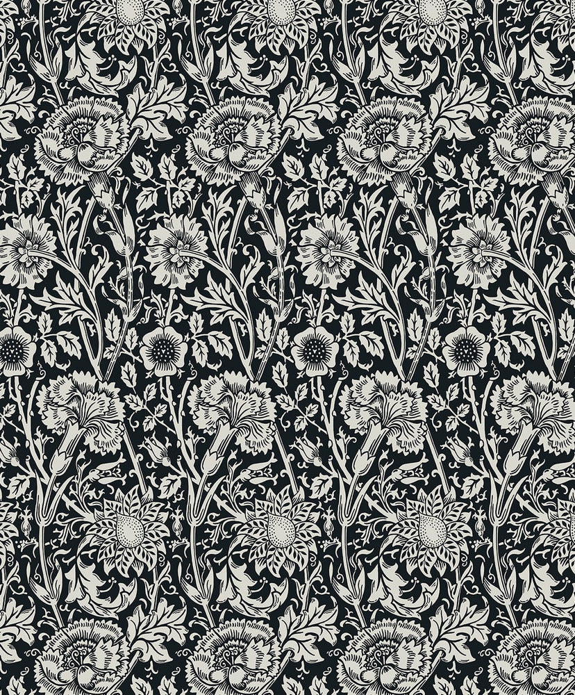Tonal Floral Trail Vintage Unpasted Wallpaper