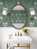 Vintage floral wallpaper bathroom ET12604 from the Victorian Garden collection by Seabrook Designs