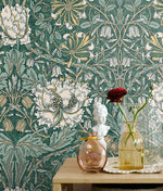 Vintage floral wallpaper decor ET12604 from the Victorian Garden collection by Seabrook Designs