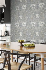Vintage floral wallpaper dining room ET12607 from the Victorian Garden collection by Seabrook Designs