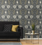 Vintage floral wallpaper living room ET12608 from the Victorian Garden collection by Seabrook Designs