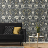 Vintage floral wallpaper living room ET12608 from the Victorian Garden collection by Seabrook Designs