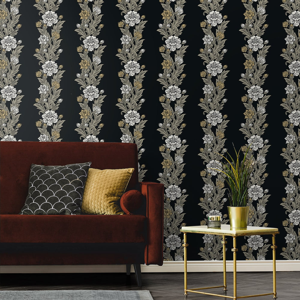
                  
                    ET12700 floral stripe wallpaper living room from the Legacy Prints collection by Etten Studios
                  
                