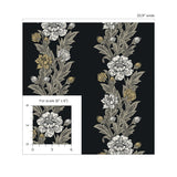 ET12700 floral stripe wallpaper scale from the Legacy Prints collection by Etten Studios