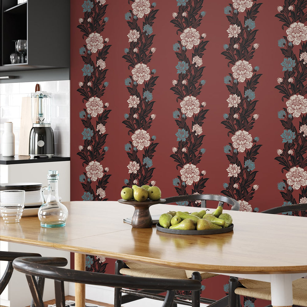 
                  
                    ET12701 floral stripe wallpaper dining room from the Legacy Prints collection by Etten Studios
                  
                