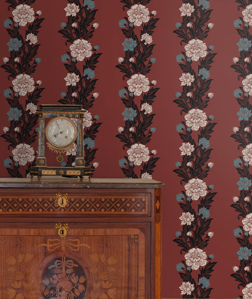 ET12701 floral stripe wallpaper decor from the Legacy Prints collection by Etten Studios