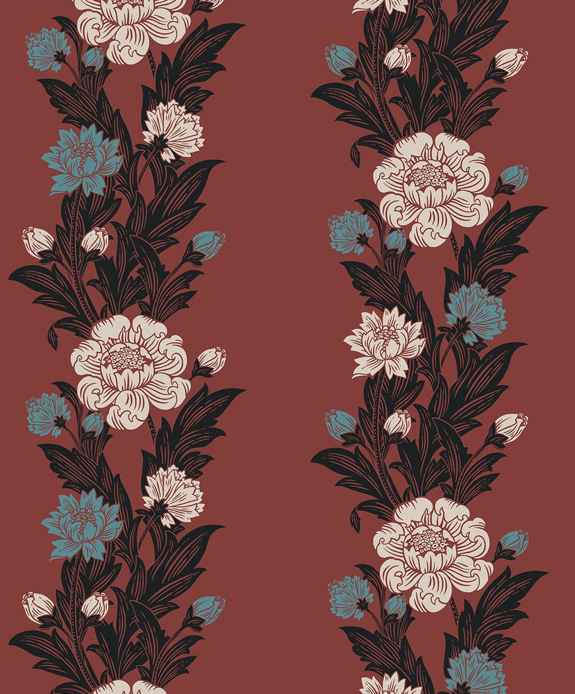 ET12701 floral stripe wallpaper from the Legacy Prints collection by Etten Studios