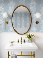 ET12702 floral stripe wallpaper bathroom from the Legacy Prints collection by Etten Studios