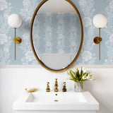 ET12702 floral stripe wallpaper bathroom from the Legacy Prints collection by Etten Studios