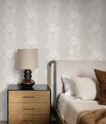 ET12705 floral stripe wallpaper bedroom from the Legacy Prints collection by Etten Studios