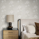 ET12708 floral stripe wallpaper bedroom from the Legacy Prints collection by Etten Studios