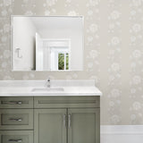 ET12708 floral stripe wallpaper bathroom from the Legacy Prints collection by Etten Studios