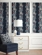 ET12712 floral stripe wallpaper decor from the Legacy Prints collection by Etten Studios