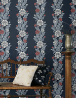 ET12712 floral stripe wallpaper accent from the Legacy Prints collection by Etten Studios
