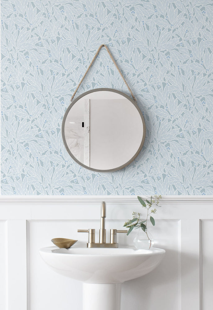 ET12802 leaf wallpaper bathroom from the Legacy Prints collection by Etten Studios