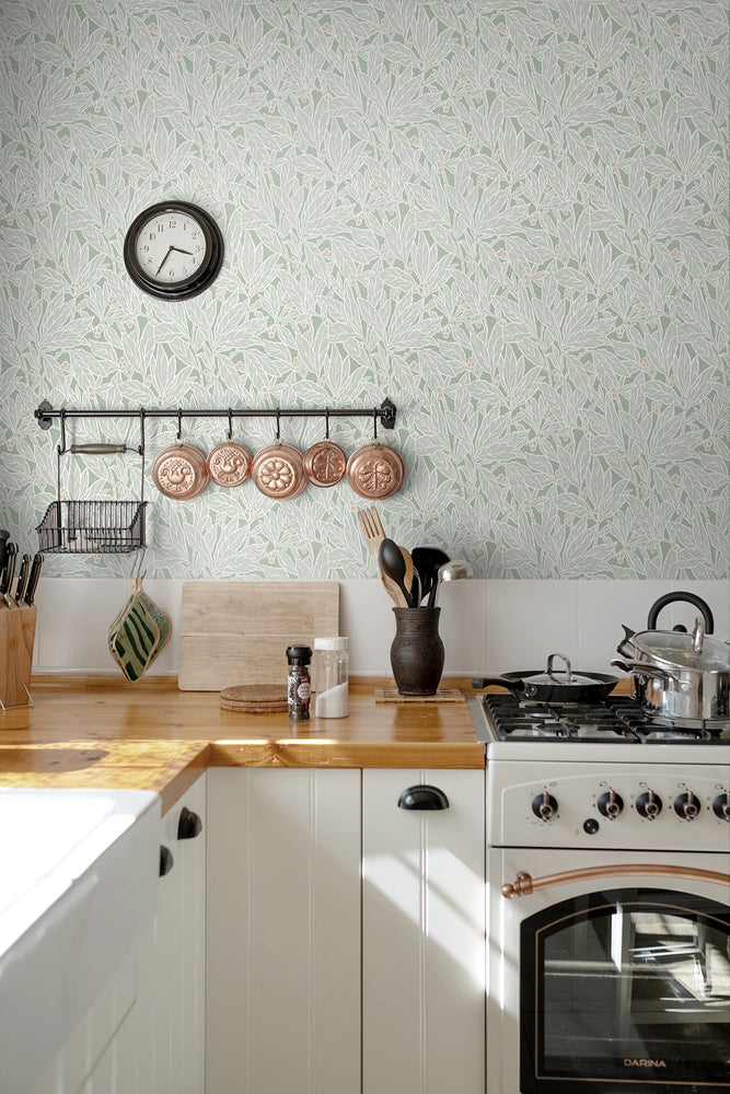 ET12804 leaf wallpaper kitchen from the Legacy Prints collection by Etten Studios