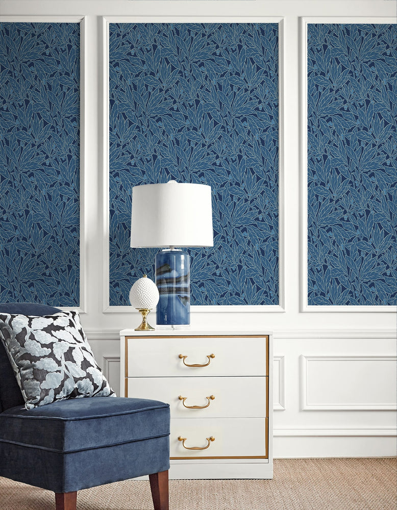 ET12812 leaf wallpaper living room from the Legacy Prints collection by Etten Studios
