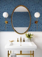 ET12812 leaf wallpaper bathroom from the Legacy Prints collection by Etten Studios