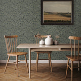 ET12814 leaf wallpaper dining room from the Legacy Prints collection by Etten Studios