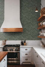 ET12814 leaf wallpaper kitchen from the Legacy Prints collection by Etten Studios
