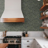 ET12814 leaf wallpaper kitchen from the Legacy Prints collection by Etten Studios