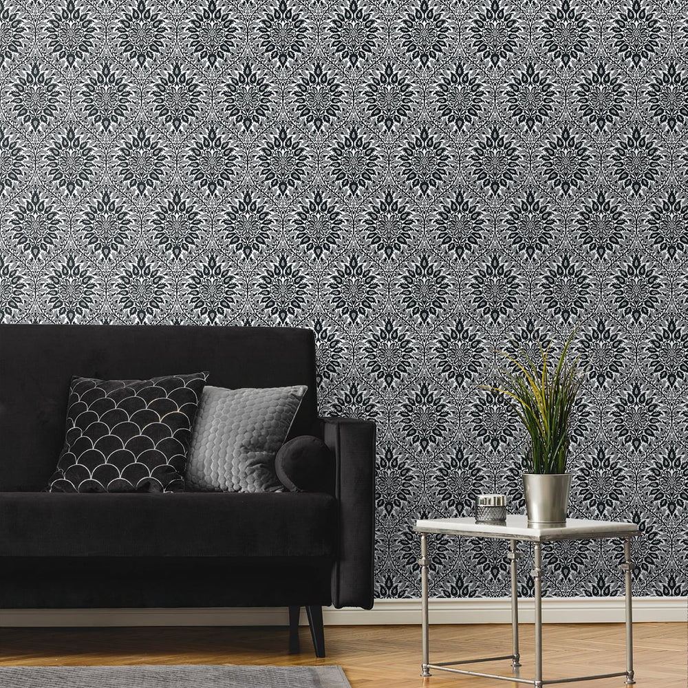 Ogee vintage wallpaper living room ET12900 from the Arts and Crafts collection by Seabrook Designs
