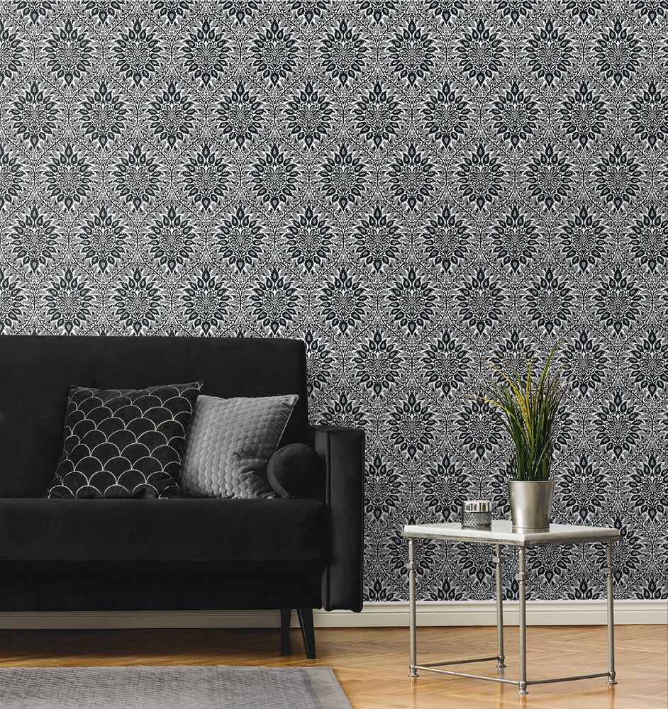 Ogee vintage wallpaper living room ET12900 from the Arts and Crafts collection by Seabrook Designs