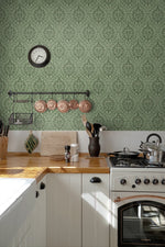 Ogee vintage wallpaper kitchen ET12904 from the Arts and Crafts collection by Seabrook Designs