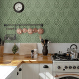 Ogee vintage wallpaper kitchen ET12904 from the Arts and Crafts collection by Seabrook Designs
