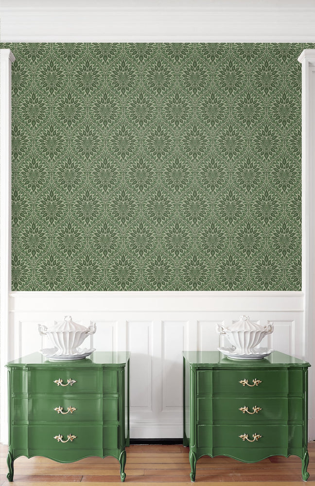 Ogee vintage wallpaper entryway ET12904 from the Arts and Crafts collection by Seabrook Designs