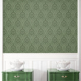 Ogee vintage wallpaper entryway ET12904 from the Arts and Crafts collection by Seabrook Designs