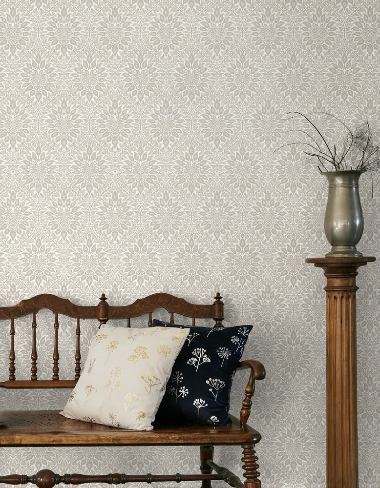 Ogee vintage wallpaper entryway ET12905 from the Arts and Crafts collection by Seabrook Designs