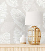 EW10000 tossed leaves botanical wallpaper decor from the White Heron collection by Etten Studios