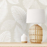 EW10005 tossed leaves botanical wallpaper decor from the White Heron collection by Etten Studios