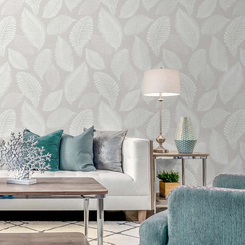
                  
                    EW10007 tossed leaves botanical wallpaper living room from the White Heron collection by Etten Studios
                  
                