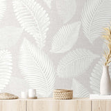 EW10007 tossed leaves botanical wallpaper decor from the White Heron collection by Etten Studios