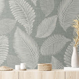 EW10010 tossed leaves botanical wallpaper decor from the White Heron collection by Etten Studios