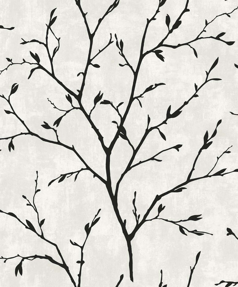 White Heron Avena Branches Botanical Unpasted Wallpaper