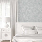 EW10218 branch botanical wallpaper bedroom from the White Heron collection by Etten Studios