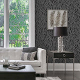 EW10600 botanical beaded wallpaper living room from the White Heron collection by Etten Studios