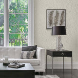 EW10605 botanical beaded wallpaper living room from the White Heron collection by Etten Studios