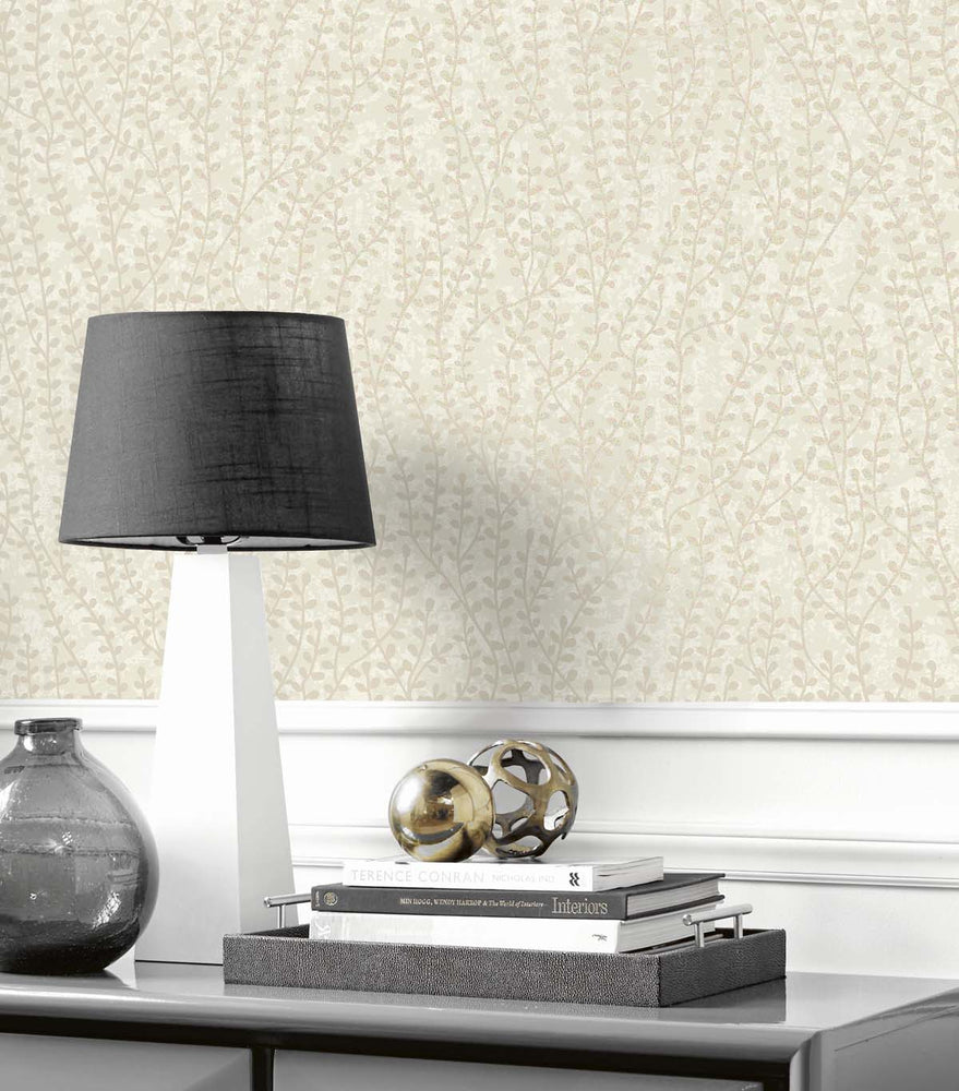 EW10605 botanical beaded wallpaper decor from the White Heron collection by Etten Studios