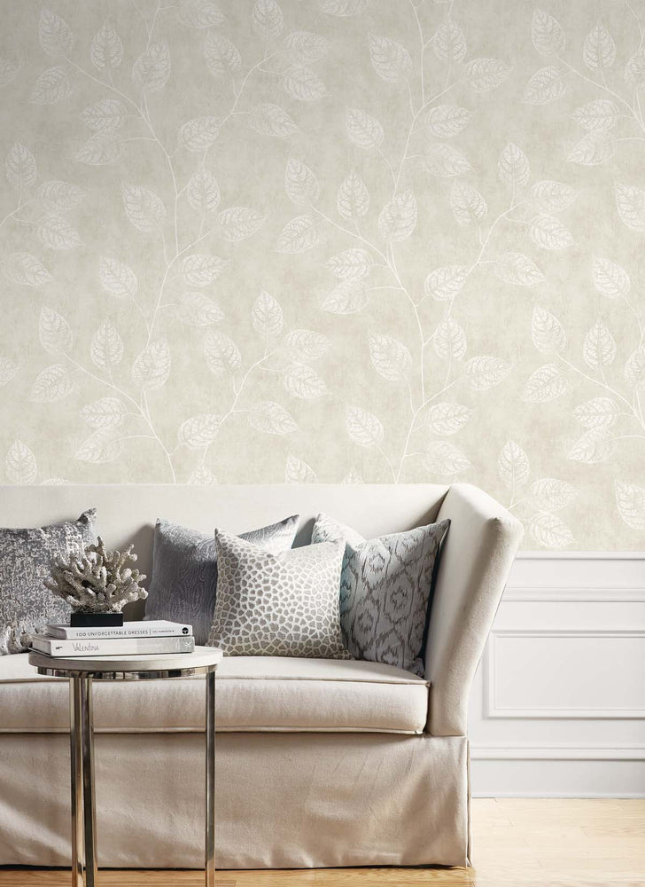 EW10800 leaf botanical wallpaper decor from the White Heron collection by Etten Studios